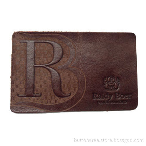 8x5cm real leather patch with laser logo